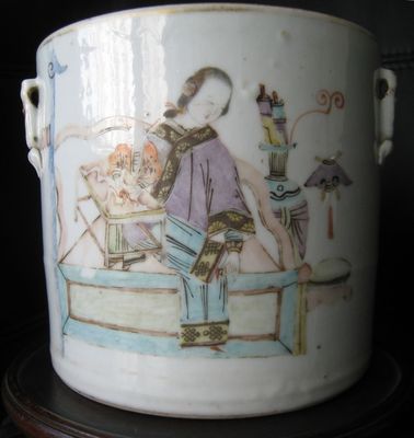 民国人物粉彩糖罐